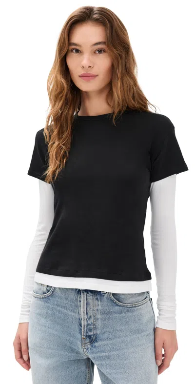Eb Denim Rory Layered Long Sleeve Black And White In Multi