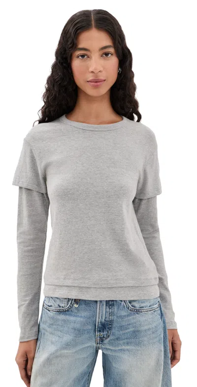 Eb Denim Rory Layered Long Sleeve Heather Grey In Gray