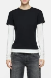 Eb Denim Rory Layered Long Sleeve T-shirt In Black
