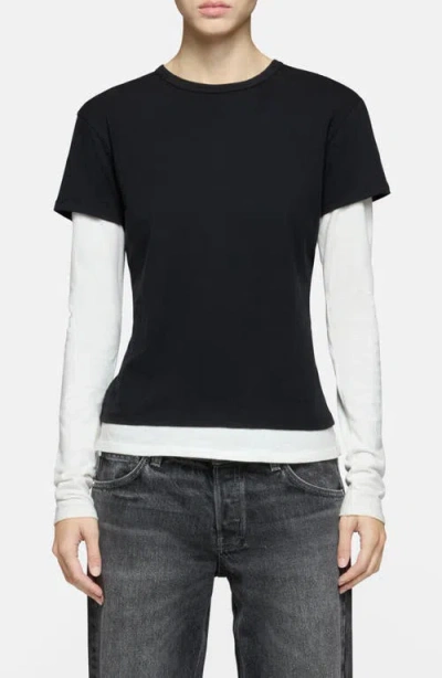 Eb Denim Rory Layered Long Sleeve T-shirt In Black