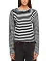 Eb Denim Sadie Mixed Stripe Top In Black And White Stripe