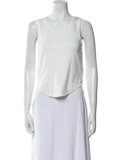 Pre-owned Eb Denim Scoop Neck Sleeveless Crop Top In White