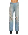 Eb Denim Sophia High Rise Relaxed Straight Jeans In Drift Destroy In Blue