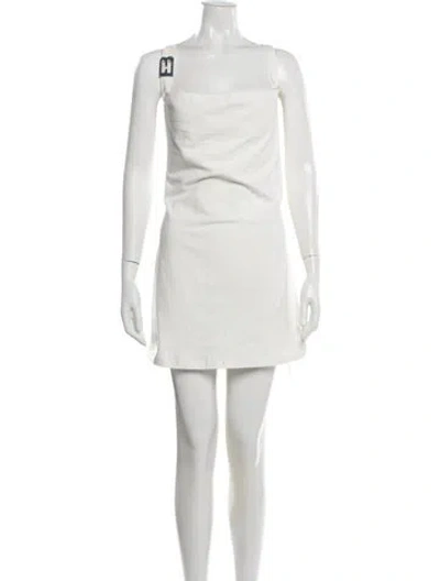 Pre-owned Eb Denim Square Neckline Mini Dress In White