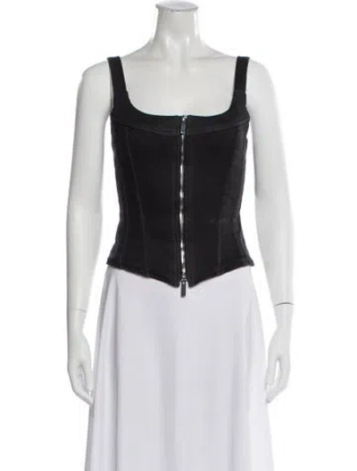 Pre-owned Eb Denim Square Neckline Sleeveless Crop Top W/ Tags In Black