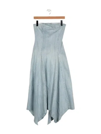 Pre-owned Eb Denim Strapless Long Dress In Blue