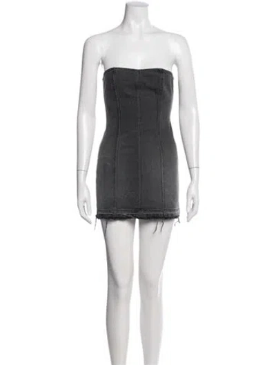 Pre-owned Eb Denim Strapless Mini Dress In Black
