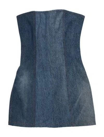 Pre-owned Eb Denim Strapless Mini Dress In Blue