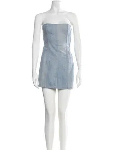 Pre-owned Eb Denim Strapless Mini Dress In Blue/white