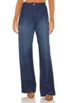Eb Denim Swan Pleated Wide Leg Denim Trousers In Midnight In Blue