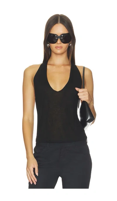 Eb Denim Valley Sheer Racer Tank Top In Black