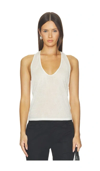 Eb Denim Valley Sheer Racer Tank Top In White