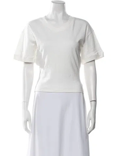 Pre-owned Eb Denim V-neck Short Sleeve T-shirt In White