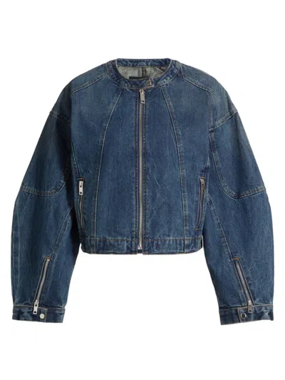 Eb Denim Women's Logan Denim Moto Jacket In Blue Honey