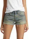 Eb Denim Women's Low-rise Denim Shorts In Green