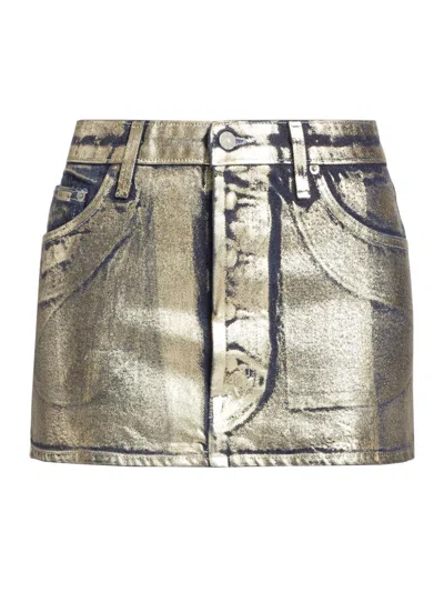 Eb Denim Women's Metallic Foil Miniskirt In Gold