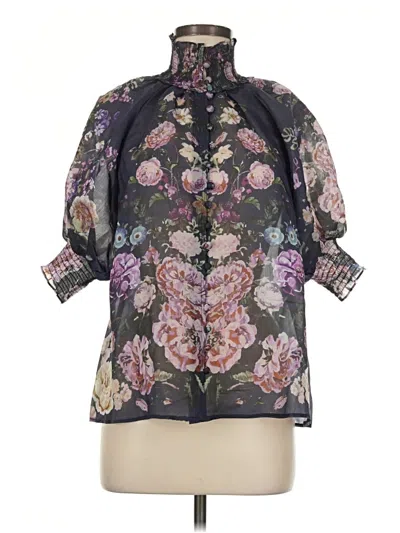 Pre-owned Eb Luxe 3/4 Sleeve Blouse In Purple