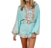 Eb Luxe Calypso Paisley Border Print Shorts In Sage Multi In Green