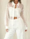 Eb Luxe Naomi Sequin Button Down Blouse In White