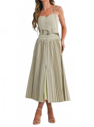 Eb Luxe Sophie Dress In Beige/ Green In Neutral