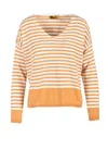 Ebarrito White Striped Polyamide-blend Sweater In Orange