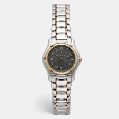 Pre-owned Ebel 1911 Black Dial 18k Yellow Gold Stainless Steel Women's Wristwatch 26.35 Mm