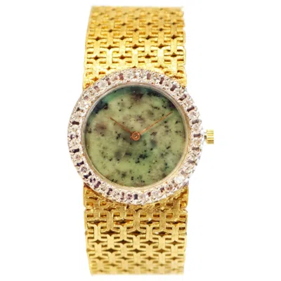 Pre-owned Ebel 1970's  Watch With Jade Dial And Diamond Bezel On A Gold Bracelet. In Green