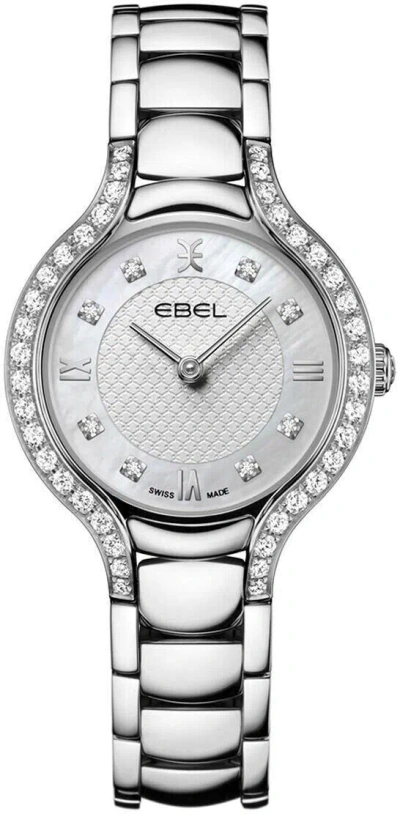Pre-owned Ebel Beluga Woman's Stainless Steel Bracelet Mother Of Pearl Dial Diamond Watch