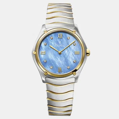 Pre-owned Ebel Blue Stainless Steel Sport Classic 1216603 Quartz Women's Wristwatch 33 Mm