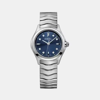 Pre-owned Ebel Blue Stainless Steel Wave 1216315 Quartz Women's Wristwatch 30mm