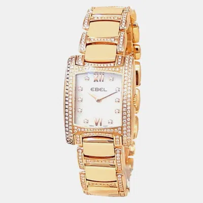 Pre-owned Ebel Brasilia 1290088 Quartz Mop 18k Rose Gold Women's Wristwatch 28 Mm