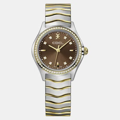 Pre-owned Ebel Brown Stainless Steel Wave 1216482 Quartz Women's Wristwatch 30mm