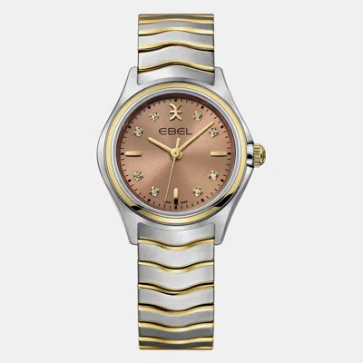 Pre-owned Ebel Brown Stainless Steel Wave 1216568 Quartz Women's Wristwatch 30mm