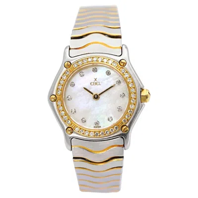 Pre-owned Ebel Classic Wave Two Tone Diamond Bezel Mop Dial Women's Quartz Watch In Multiple