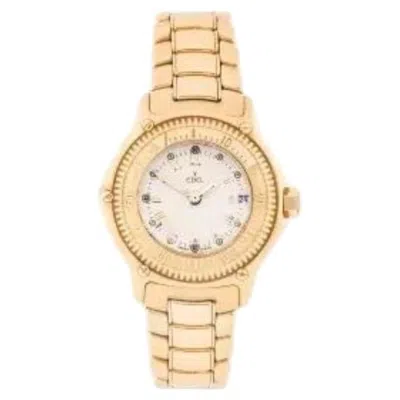 Pre-owned Ebel “discovery” Lady's Diver — 18k Gold, Rotating Bezel, Quartz (30 Mm) In Multi