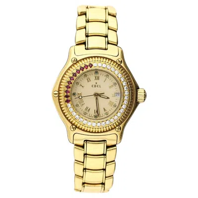 Pre-owned Ebel Discovery Rare Ruby & Diamond Bezel 18k Gold Quartz Watch 139 In Multi