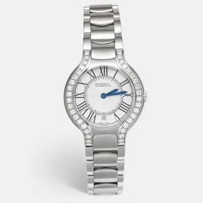 Pre-owned Ebel Silver Dial Stainless Steel Diamond Beluga 1216071 Women's Wristwatch 36.50 Mm