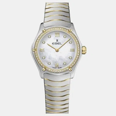 Pre-owned Ebel Silver Stainless Steel 18k Yellow Gold Classic Sport 1216412a Quartz Women's Wristwatch 24 Mm