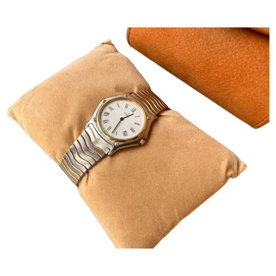Pre-owned Ebel Sports Classic Wave 183909 Date 18k Gold Steel 32mm Watch In Multi