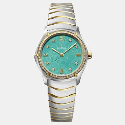 Pre-owned Ebel Turquoise Stainless Steel Sport Classic 1216599 Quartz Women's Wristwatch 30 Mm