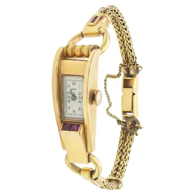 Pre-owned Ebel Vintage 1940s Retro  Gold Watch With Rubies In Multi