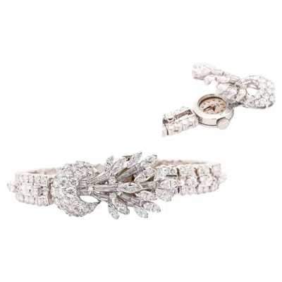 Pre-owned Ebel Vintage  11 Carat Multi-cut Diamond & Platinum Manual Wind Secret Watch