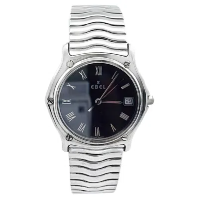 Pre-owned Ebel Vintage Stainless Steel  Watch, 28mm Black Dial, Roman Numerals, Date