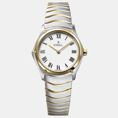 Pre-owned Ebel White Stainless Steel Sport Wave 1216387a Quartz Women's Wristwatch 29 Mm