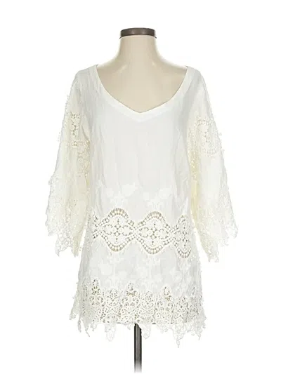 Pre-owned Eberjey 3/4 Sleeve Blouse In White