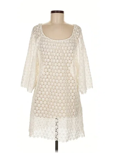 Pre-owned Eberjey 3/4 Sleeve Blouse In White