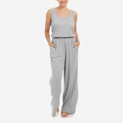 Eberjey Aloe Infused Cotton Wide Leg Jumpsuit In Heather Grey