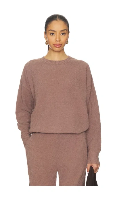 Eberjey Boucle Crew Neck Pullover In Brown