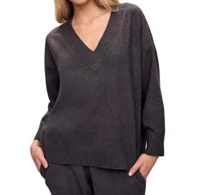 Eberjey Boucle V Neck Sweater In Graphite