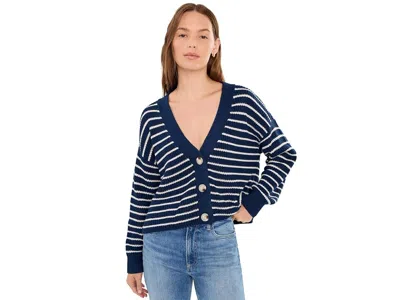 Eberjey Coastal Cotton Cardigan Women's Jumpsuit & Rompers One Piece Stripe Navy/almond Heather: Xl In Blue